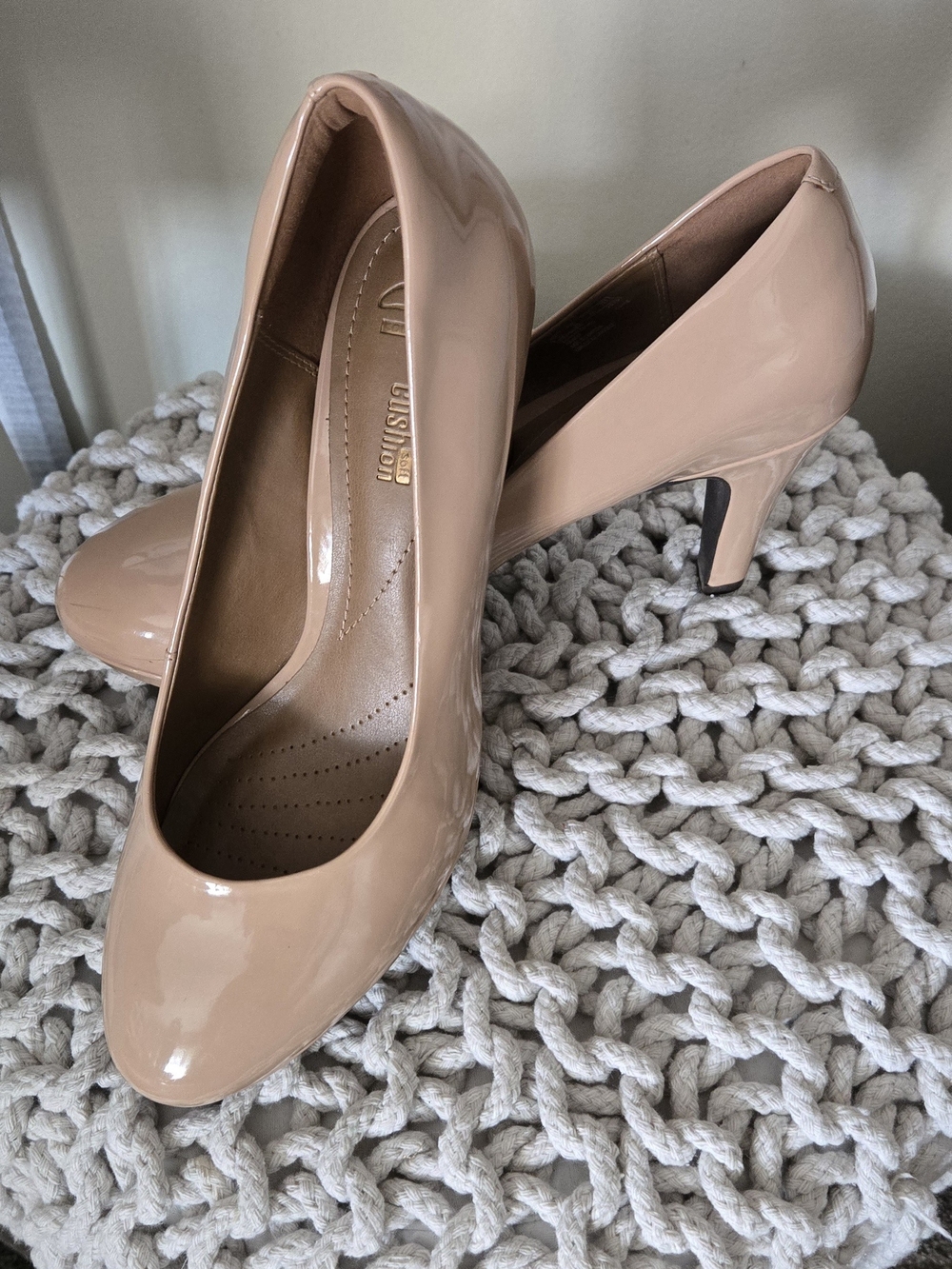 Clarks Nude Patent Round-Toe Pumps